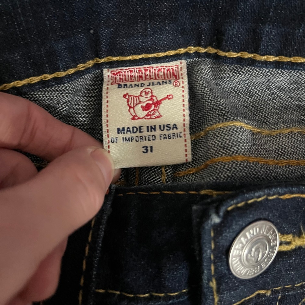 True Religion Joey Flare Jeans Dark Wash Twisted Seam 31x29 Made in USA - Picture 4 of 6